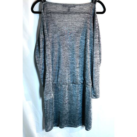 WHBM Marled Gray Cold Shoulder Dolman  Blouson Dress Small beaded strap - Picture 2 of 8